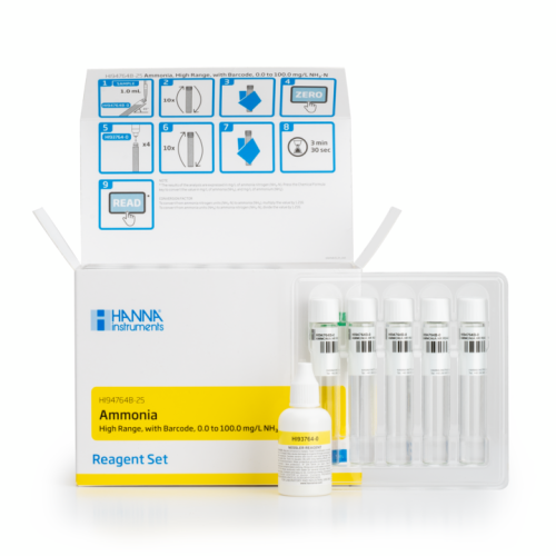 Mã: HI94764B-25<br>Thuốc Thử Amoni Thang Cao với Barcode (25 lần đo)